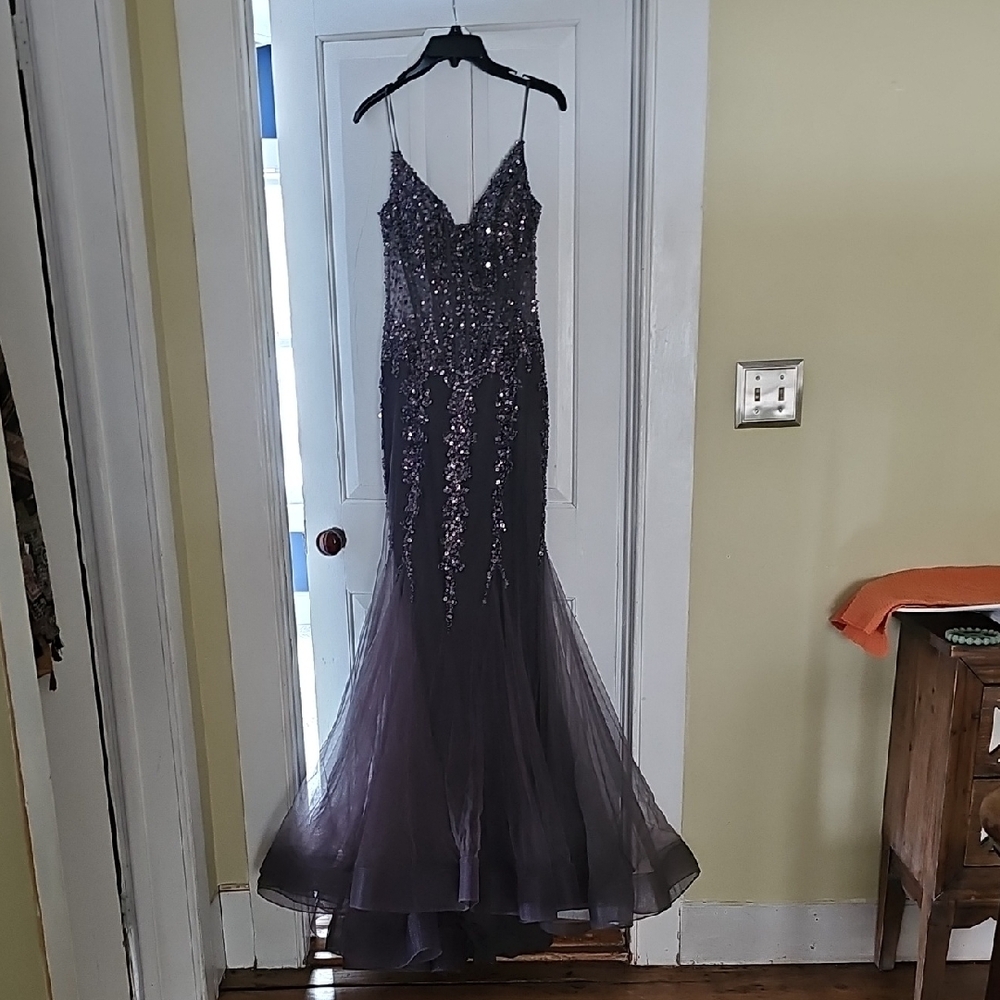 Jovani Black and Silver Embellished Prom Dress - Picture 6 of 9